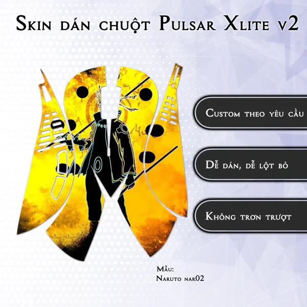 Skin dán chuột Pulsar Xlite Wireless v2 mẫu Naruto nar02