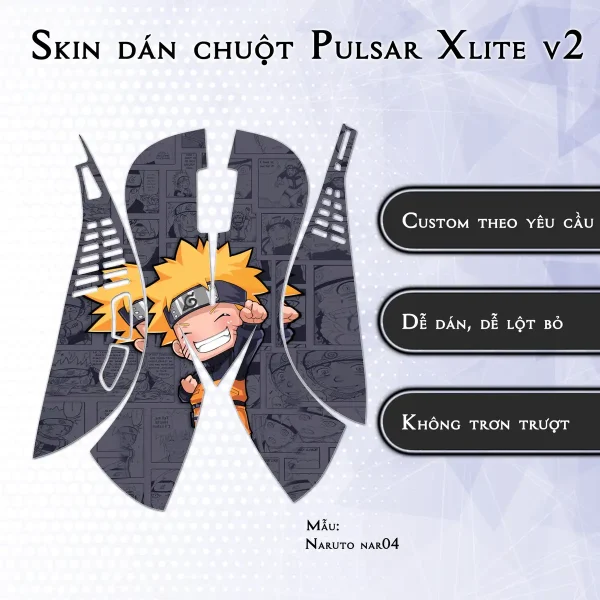 Skin dán chuột Pulsar Xlite Wireless v2 mẫu Naruto nar04