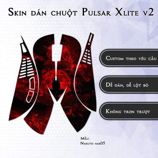 Skin dán chuột Pulsar Xlite Wireless v2 mẫu Naruto nar05
