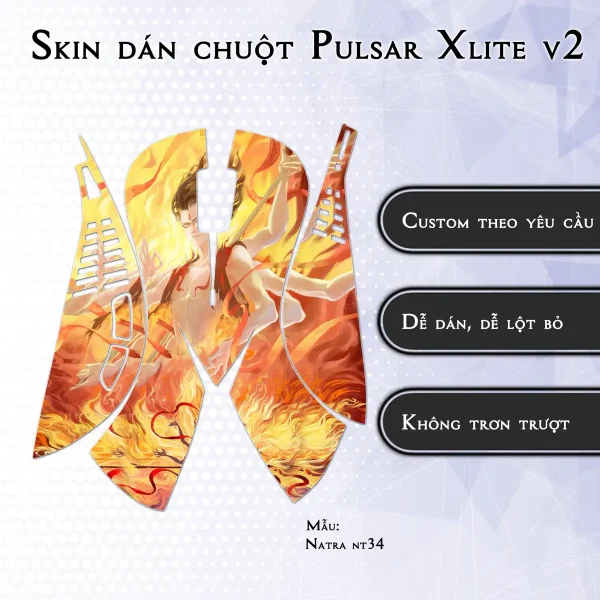 Skin dán chuột Pulsar Xlite Wireless v2 mẫu Natra nt34