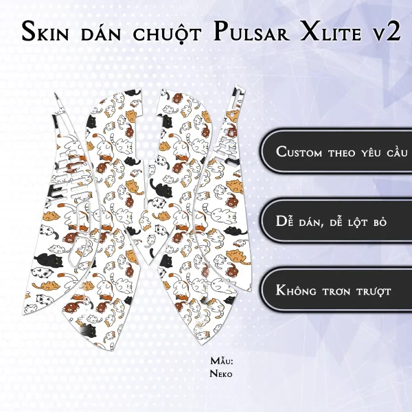 Skin dán chuột Pulsar Xlite Wireless v2 mẫu Neko