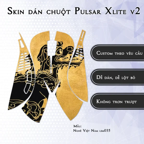 Skin dán chuột Pulsar Xlite Wireless v2 mẫu Nghê Việt Nam lsm035