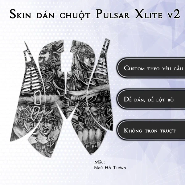 Skin dán chuột Pulsar Xlite Wireless v2 mẫu Ngũ Hổ Tướng