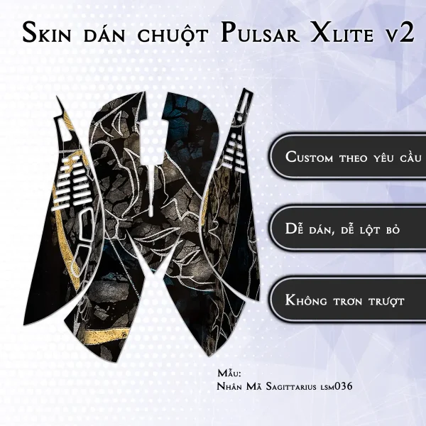 Skin dán chuột Pulsar Xlite Wireless v2 mẫu Nhân Mã Sagittarius lsm036