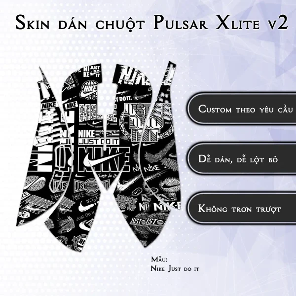 Skin dán chuột Pulsar Xlite Wireless v2 mẫu Nike Just do it