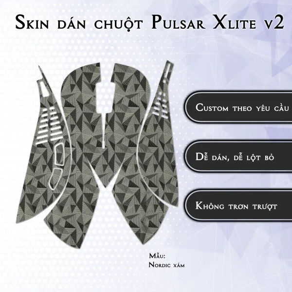 Skin dán chuột Pulsar Xlite Wireless v2 mẫu Nordic xám