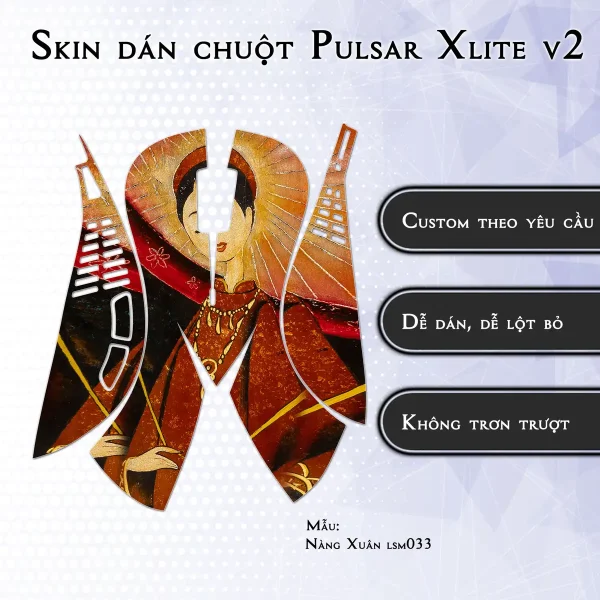 Skin dán chuột Pulsar Xlite Wireless v2 mẫu Nàng Xuân lsm033