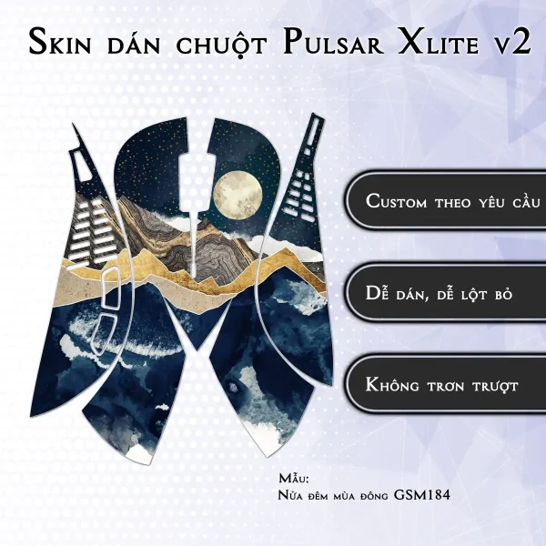 Skin dán chuột Pulsar Xlite Wireless v2 mẫu Nửa đêm mùa đông GSM184