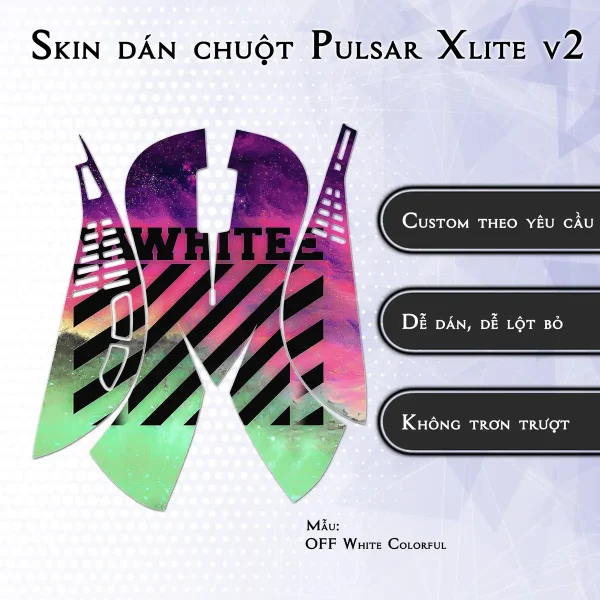 Skin dán chuột Pulsar Xlite Wireless v2 mẫu OFF White Colorful