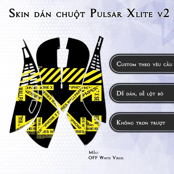 Skin dán chuột Pulsar Xlite Wireless v2 mẫu OFF White Virgil