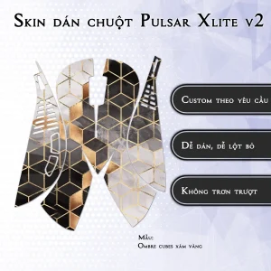 Skin dán chuột Pulsar Xlite Wireless v2 mẫu Ombre cubes xám vàng