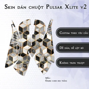 Skin dán chuột Pulsar Xlite Wireless v2 mẫu Ombre cubes đen trắng