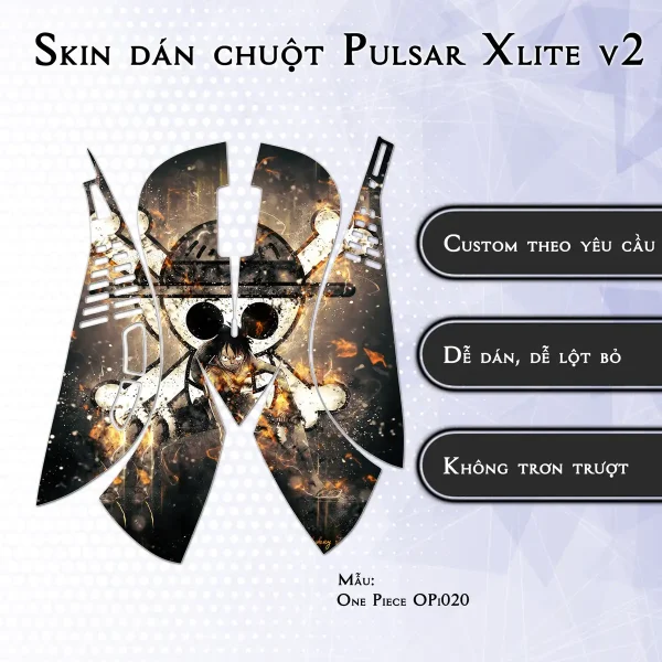 Skin dán chuột Pulsar Xlite Wireless v2 mẫu One Piece OPi020