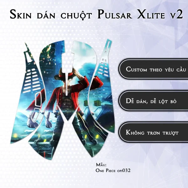 Skin dán chuột Pulsar Xlite Wireless v2 mẫu One Piece opi032