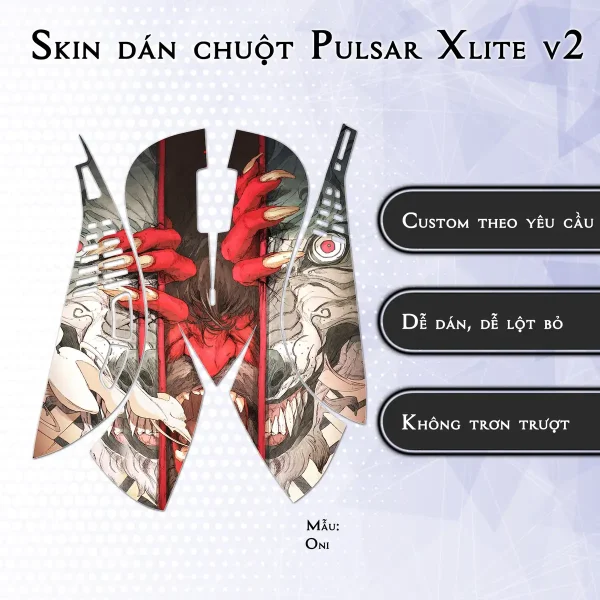 Skin dán chuột Pulsar Xlite Wireless v2 mẫu Oni