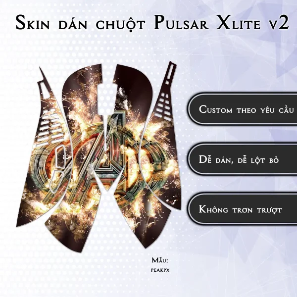 Skin dán chuột Pulsar Xlite Wireless v2 mẫu peakpx
