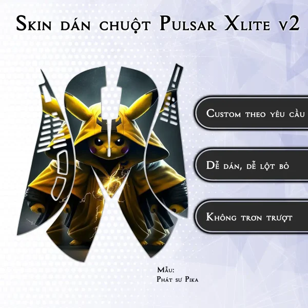Skin dán chuột Pulsar Xlite Wireless v2 mẫu Phát sư Pika