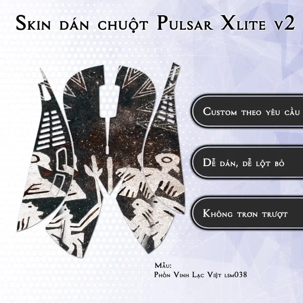 Skin dán chuột Pulsar Xlite Wireless v2 mẫu Phồn Vinh Lạc Việt lsm038