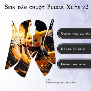 Skin dán chuột Pulsar Xlite Wireless v2 mẫu Pikachu Ngọn Lửa Thần Tốc
