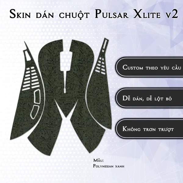 Skin dán chuột Pulsar Xlite Wireless v2 mẫu Polynesian xanh