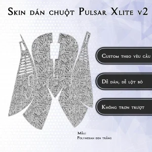 Skin dán chuột Pulsar Xlite Wireless v2 mẫu Polynesian đen trắng