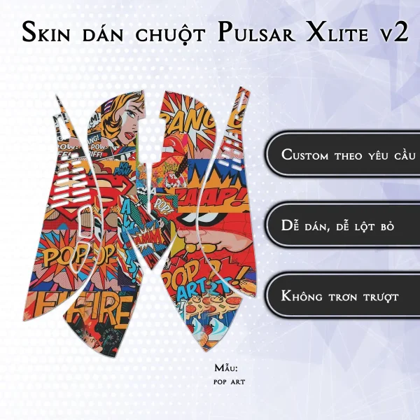 Skin dán chuột Pulsar Xlite Wireless v2 mẫu pop art