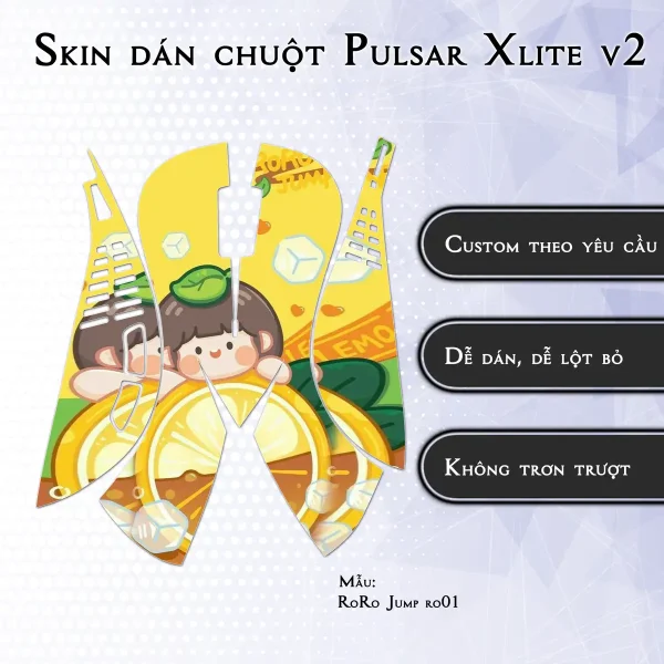 Skin dán chuột Pulsar Xlite Wireless v2 mẫu RoRo Jump ro01