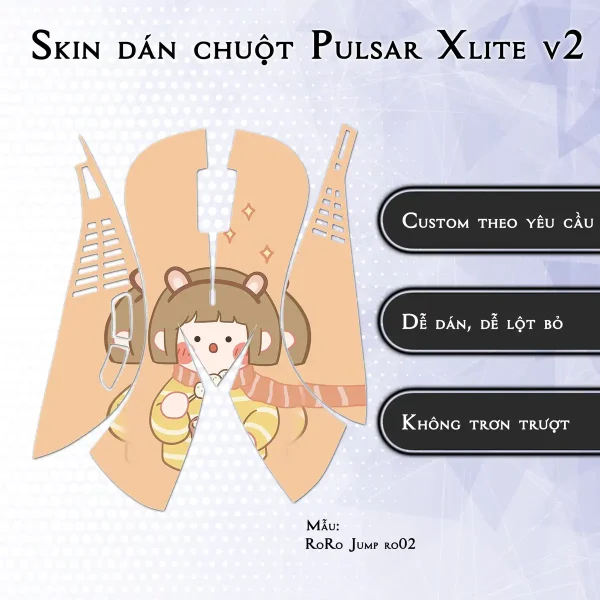 Skin dán chuột Pulsar Xlite Wireless v2 mẫu RoRo Jump ro02