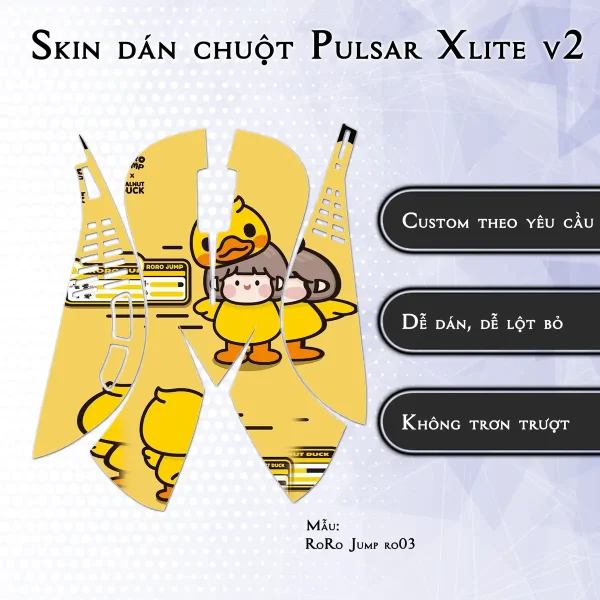 Skin dán chuột Pulsar Xlite Wireless v2 mẫu RoRo Jump ro03