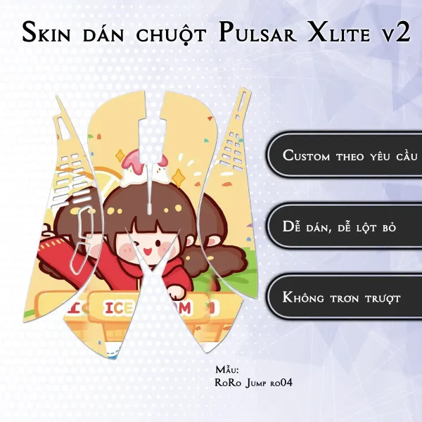Skin dán chuột Pulsar Xlite Wireless v2 mẫu RoRo Jump ro04