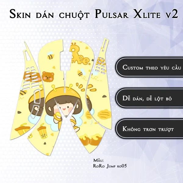 Skin dán chuột Pulsar Xlite Wireless v2 mẫu RoRo Jump ro05