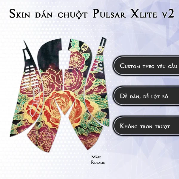 Skin dán chuột Pulsar Xlite Wireless v2 mẫu Rosalie