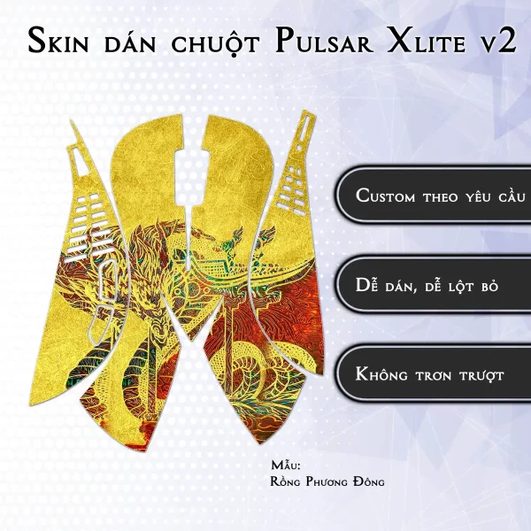 Skin dán chuột Pulsar Xlite Wireless v2 mẫu Rồng Phương Đông