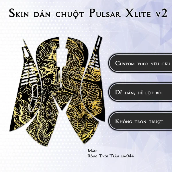 Skin dán chuột Pulsar Xlite Wireless v2 mẫu Rồng Thời Trần lsm044