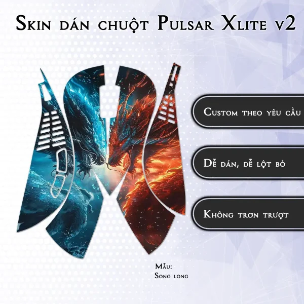 Skin dán chuột Pulsar Xlite Wireless v2 mẫu Song long