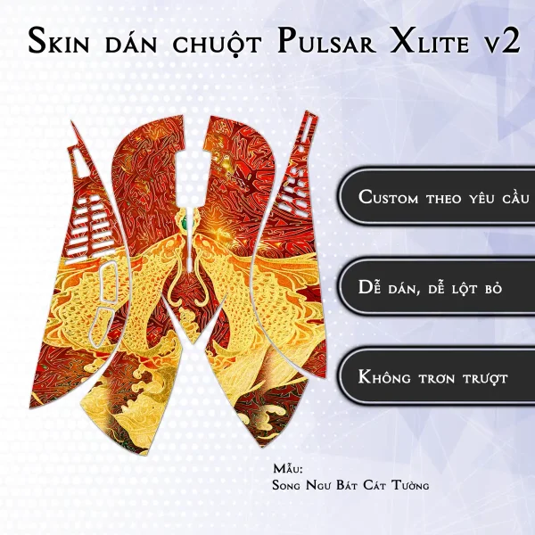 Skin dán chuột Pulsar Xlite Wireless v2 mẫu Song Ngư Bát Cát Tường