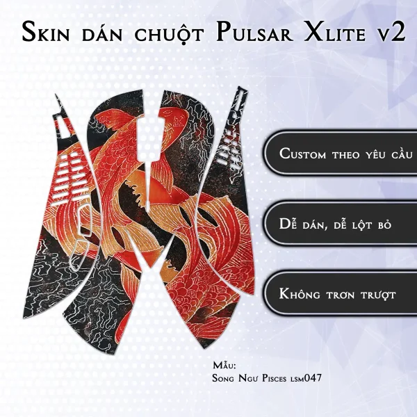 Skin dán chuột Pulsar Xlite Wireless v2 mẫu Song Ngư Pisces lsm047