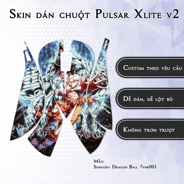 Skin dán chuột Pulsar Xlite Wireless v2 mẫu Songoku Dragon Ball 7vnr001