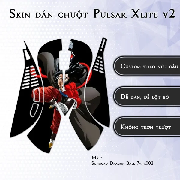 Skin dán chuột Pulsar Xlite Wireless v2 mẫu Songoku Dragon Ball 7vnr002