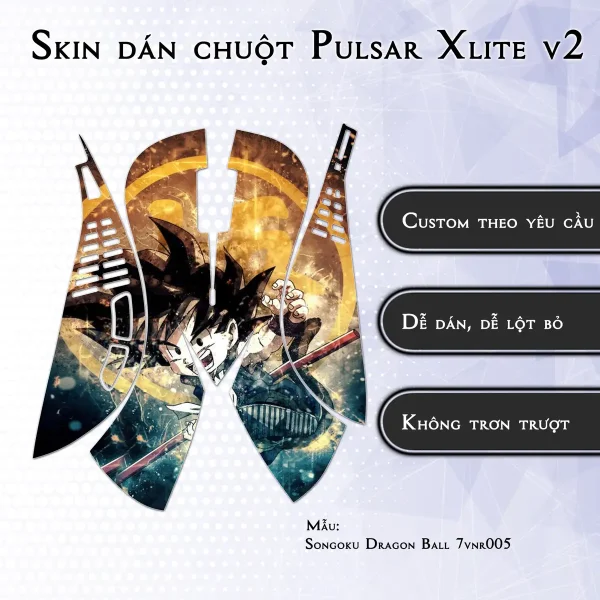 Skin dán chuột Pulsar Xlite Wireless v2 mẫu Songoku Dragon Ball 7vnr005