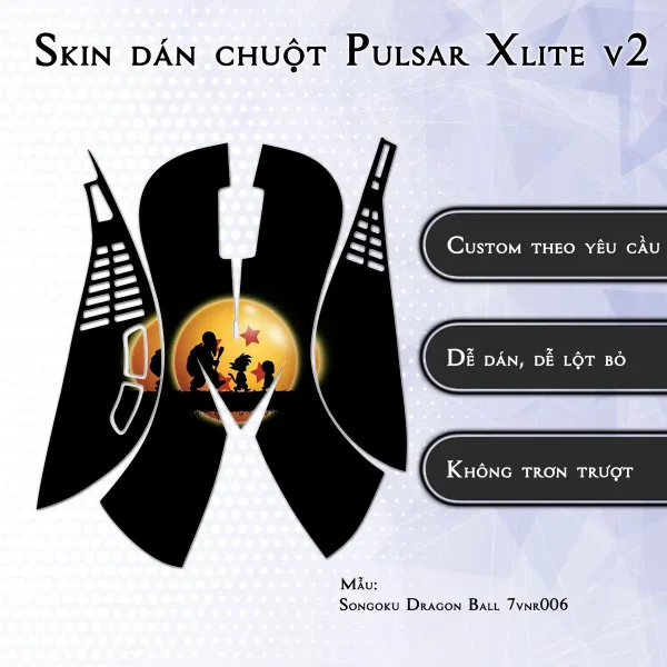 Skin dán chuột Pulsar Xlite Wireless v2 mẫu Songoku Dragon Ball 7vnr006