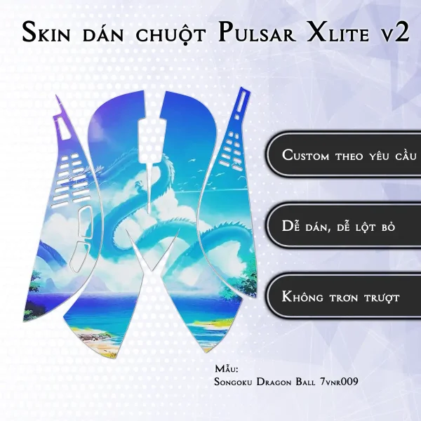 Skin dán chuột Pulsar Xlite Wireless v2 mẫu Songoku Dragon Ball 7vnr009