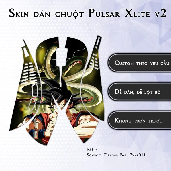 Skin dán chuột Pulsar Xlite Wireless v2 mẫu Songoku Dragon Ball 7vnr011