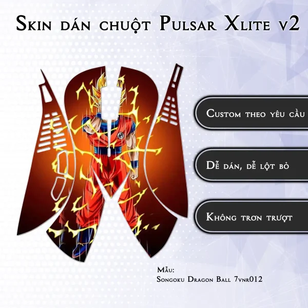 Skin dán chuột Pulsar Xlite Wireless v2 mẫu Songoku Dragon Ball 7vnr012