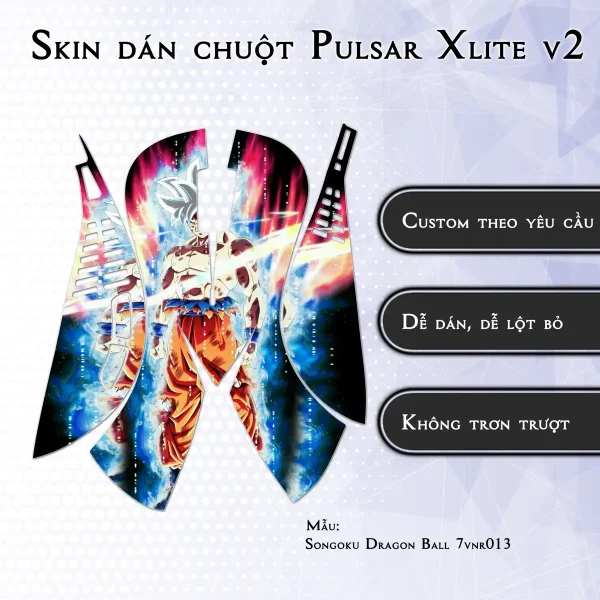 Skin dán chuột Pulsar Xlite Wireless v2 mẫu Songoku Dragon Ball 7vnr013