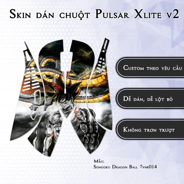 Skin dán chuột Pulsar Xlite Wireless v2 mẫu Songoku Dragon Ball 7vnr014