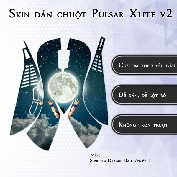 Skin dán chuột Pulsar Xlite Wireless v2 mẫu Songoku Dragon Ball 7vnr015