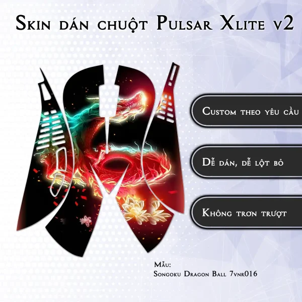 Skin dán chuột Pulsar Xlite Wireless v2 mẫu Songoku Dragon Ball 7vnr016