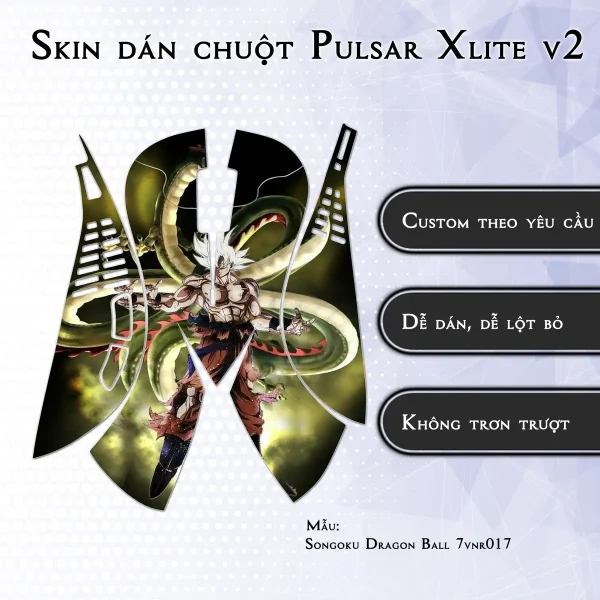 Skin dán chuột Pulsar Xlite Wireless v2 mẫu Songoku Dragon Ball 7vnr017
