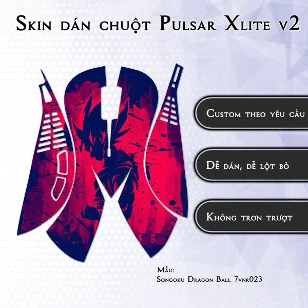 Skin dán chuột Pulsar Xlite Wireless v2 mẫu Songoku Dragon Ball 7vnr023